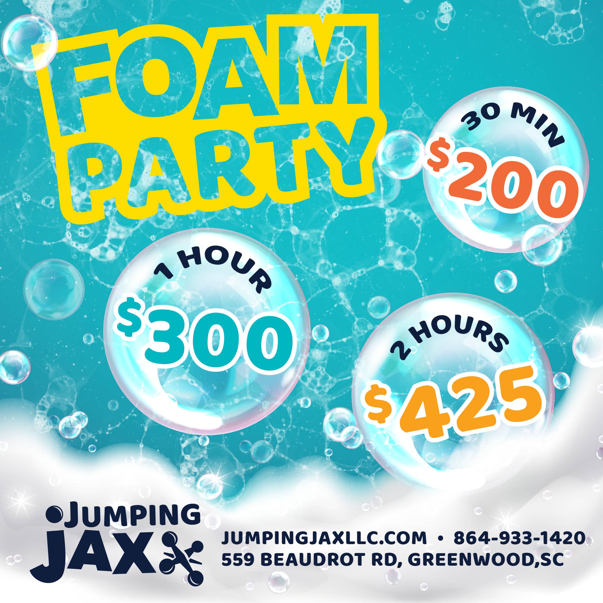 Jumping Jax foam party setup