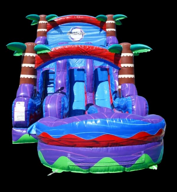 18 Ft Tropical Double Lane Slide inflatable rental from Jumping Jax